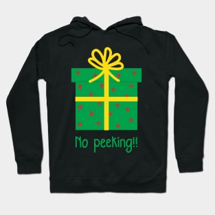 Christmas green Present Gift Box with yellow Ribbon - No Peeking! Hoodie